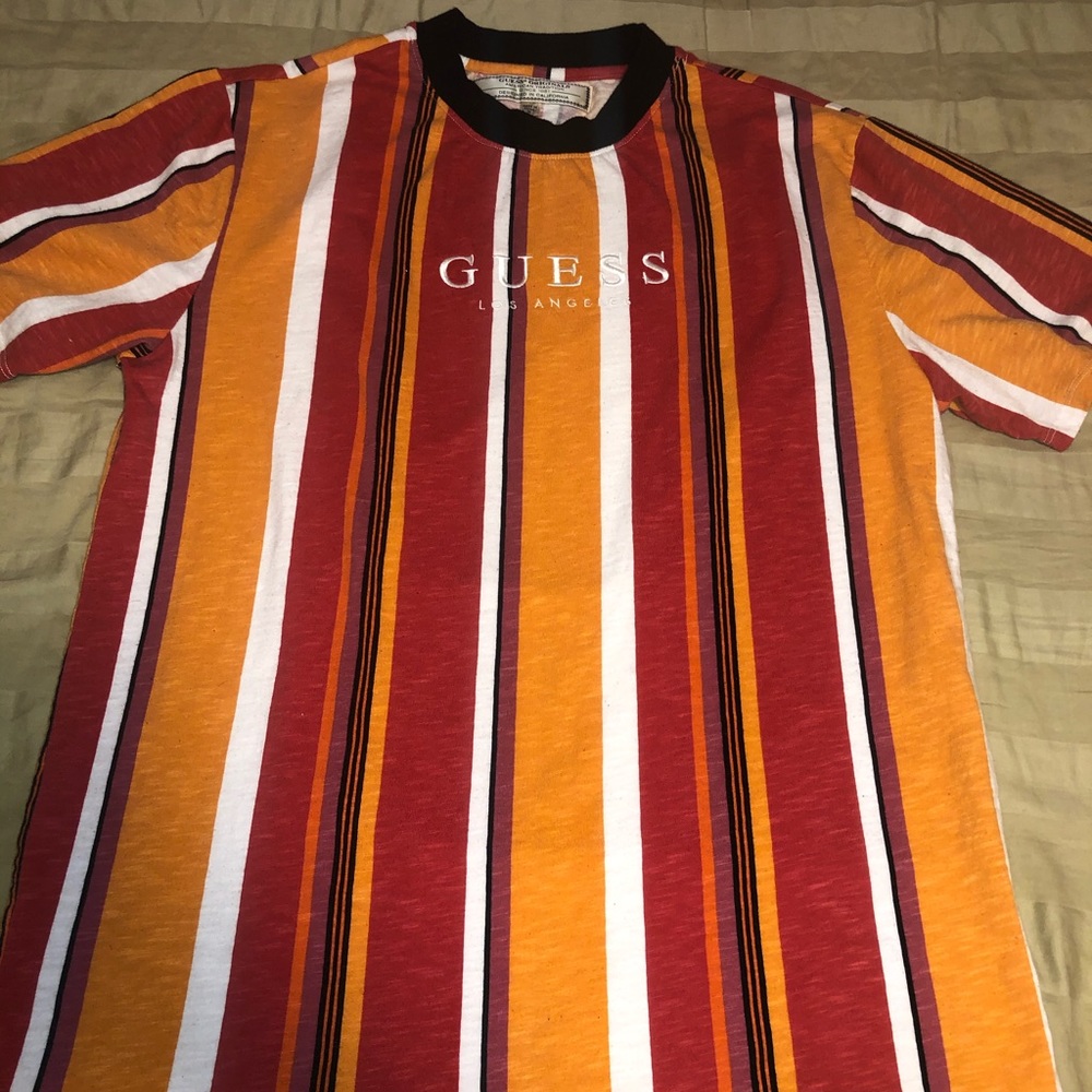 Guess Striped Logo Tee Size MEDIUM
